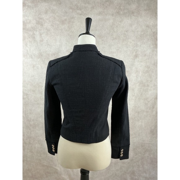 White House Black Market Black Tweed Jacket Military Style Size 0 - Picture 6 of 8